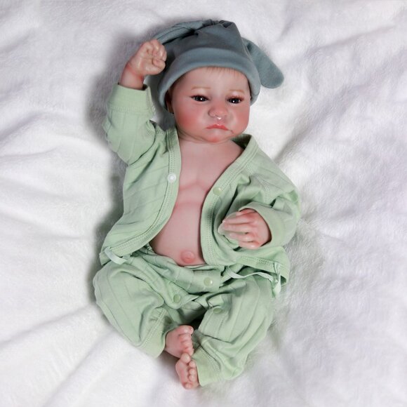 Waterproof Reborn Baby Dolls Handmade Lifelike Full Body Vinyl Silicone Boy Doll - Picture 6 of 7